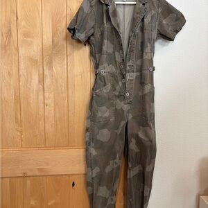 Pistola Tan Button-Up Jumpsuit